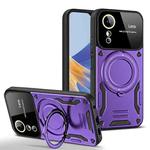 For OPPO A17 Large Window MagSafe Holder Phone Case(Purple)