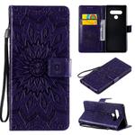 For LG Stylo 6 Pressed Printing Sunflower Pattern Horizontal Flip PU Leather Case Holder & Card Slots & Wallet & Lanyard(Purple)