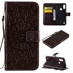 For Motorola Moto E6s (2020) Pressed Printing Sunflower Pattern Horizontal Flip PU Leather Case Holder & Card Slots & Wallet & Lanyard(Brown)