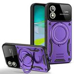 For Motorola Moto E13 Large Window MagSafe Holder Phone Case(Purple)