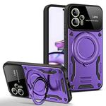 For Motorola Moto G13 Large Window MagSafe Holder Phone Case(Purple)