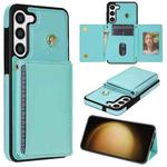 For Samsung Galaxy S23+ 5G Three Fold Card Bag Phone Case with Long Lanyard(Mint)