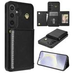 For Samsung Galaxy S23 FE 5G Three Fold Card Bag Phone Case with Long Lanyard(Black)