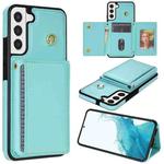 For Samsung Galaxy S21+ 5G Three Fold Card Bag Phone Case with Long Lanyard(Mint)