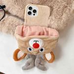 For iPhone 16 Pro Reindeer Hat Plush Full Coverage Phone Case