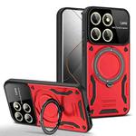 For Xiaomi 14 Pro Large Window MagSafe Holder Phone Case(Red)
