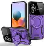 For Redmi Note 10 Pro 4G Global Large Window MagSafe Holder Phone Case(Purple)