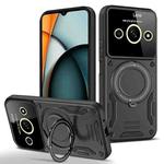 For Redmi A3 4G Large Window MagSafe Holder Phone Case(Black)
