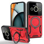 For Redmi A3 4G Large Window MagSafe Holder Phone Case(Red)