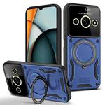 For Redmi A3 4G Large Window MagSafe Holder Phone Case(Blue)