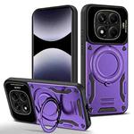 For Redmi Note 14 Pro 4G Global Large Window MagSafe Holder Phone Case(Purple)