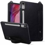 For Lenovo Tab P12 2023 TPU Leather Back Tablet Case with Wristband(Black)