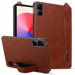 For Xiaomi Redmi Pad SE 11 2023 TPU Leather Back Tablet Case with Wristband(Brown)