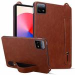For Xiaomi Pad 6 / 6 Pro TPU Leather Back Tablet Case with Wristband(Brown)