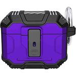 For AirPods 4 Non-slip TPU+PC Shockproof Earphones Case with Hook(Purple)