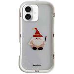 For iPhone 16 Christmas Pattern Colorful PC Frame TPU Clear Phone Case(Santa Claus)