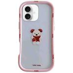 For iPhone 16 Christmas Pattern Colorful PC Frame TPU Clear Phone Case(Cute Puppy)