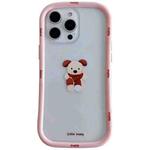 For iPhone 15 Pro Max Christmas Pattern Colorful PC Frame TPU Clear Phone Case(Cute Puppy)