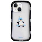 For iPhone 15 Christmas Pattern Colorful PC Frame TPU Clear Phone Case(Penguin)