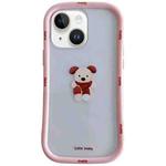 For iPhone 15 Christmas Pattern Colorful PC Frame TPU Clear Phone Case(Cute Puppy)