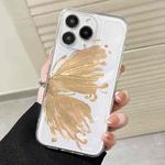 For iPhone 11 Pro Max Butterfly Pattern Transparent TPU Phone Case(Gold)