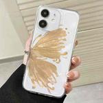 For iPhone 12 Butterfly Pattern Transparent TPU Phone Case(Gold)