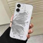 For iPhone 12 Butterfly Pattern Transparent TPU Phone Case(Silver)