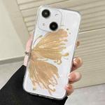 For iPhone 13 Butterfly Pattern Transparent TPU Phone Case(Gold)