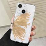 For iPhone 14 Plus Butterfly Pattern Transparent TPU Phone Case(Gold)