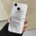 For iPhone 15 Butterfly Pattern Transparent TPU Phone Case(Silver)