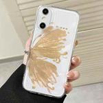 For iPhone XS / X Butterfly Pattern Transparent TPU Phone Case(Gold)