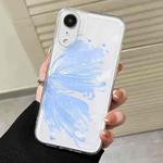 For iPhone XR Butterfly Pattern Transparent TPU Phone Case(Blue)