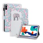 Huawei MatePad 10.4 Coloured Drawing Horizontal Flip Leather Case with Holder & Card Slot & Photo Frame & Sleep/Wake-up Function(Elephant and Flowers)