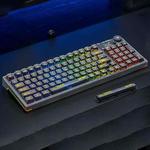 AULA F98 Pro 99 Keys Wired/2.4G/Bluetooth Three Model RGB Mechanical Keyboard, Shaft:Ice Crystal Shaft(Transparent Black)