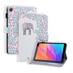 Huawei Honor Waterplay / C5 8 inch 2020 Coloured Drawing Horizontal Flip Leather Case with Holder & Card Slot & Photo Frame(Elephant and Flowers)