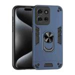 For Motorola Moto G75 Shockproof Metal Ring Holder Phone Case(Blue)