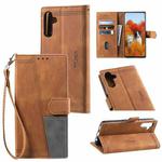 For Samsung Galaxy A17 5G TTUDRCH Embossed Line Splicing Leather Phone Case(Brown)