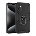 For Samsung Galaxy S25 5G Shockproof Metal Ring Holder Phone Case(Black)
