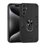 For Samsung Galaxy S25+ 5G Shockproof Metal Ring Holder Phone Case(Black)