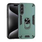 For Samsung Galaxy S25+ 5G Shockproof Metal Ring Holder Phone Case(Green)
