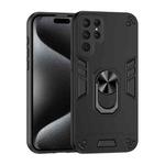 For Samsung Galaxy S25 Ultra 5G Shockproof Metal Ring Holder Phone Case(Black)
