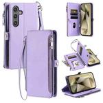 For Samsung Galaxy A17 5G Leather Stitching Multi-card Slot Zipper Phone Case(Purple)