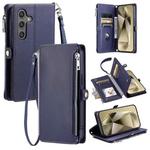 For Samsung Galaxy A17 5G Leather Stitching Multi-card Slot Zipper Phone Case(Blue)