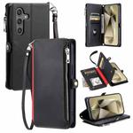 For Samsung Galaxy A17 5G Leather Stitching Multi-card Slot Zipper Phone Case(Black)