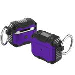 For AirPods 4 Armor TPU Hybrid PC Shockproof Earphones Case with Hook(Purple)