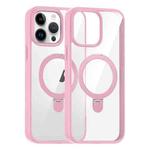 For iPhone 15 Pro Max High Transparency MagSafe Holder Phone Case(Pink)