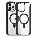 For iPhone 15 Pro High Transparency MagSafe Holder Phone Case(Black)