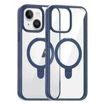 For iPhone 15 High Transparency MagSafe Holder Phone Case(Dark Blue)