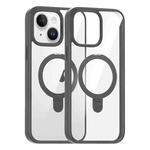 For iPhone 15 High Transparency MagSafe Holder Phone Case(Titanium Gray)