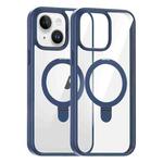 For iPhone 14 High Transparency MagSafe Holder Phone Case(Dark Blue)